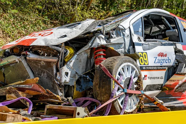 Zagreb Croatia May 2021 Crashed Toyota Gazoo Racing Yaris Wrc — Stock Photo, Image