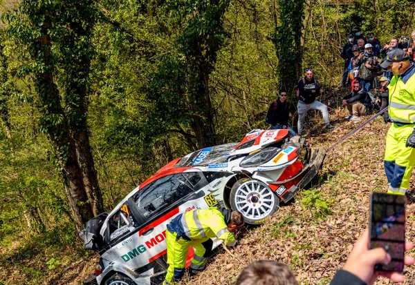 Zagreb Croatia Április 2021 Lezuhant Toyota Gazoo Racing Yaris Wrc — Stock Fotó