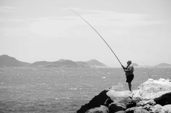 Arraial Cabo Brésil Avril 2020 Pêcheur Arraial Cabo Dans Solitude — Photo