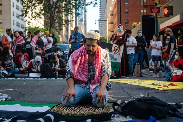 New York États Unis Mai 2021 Des Manifestants Pro Palestiniens — Photo