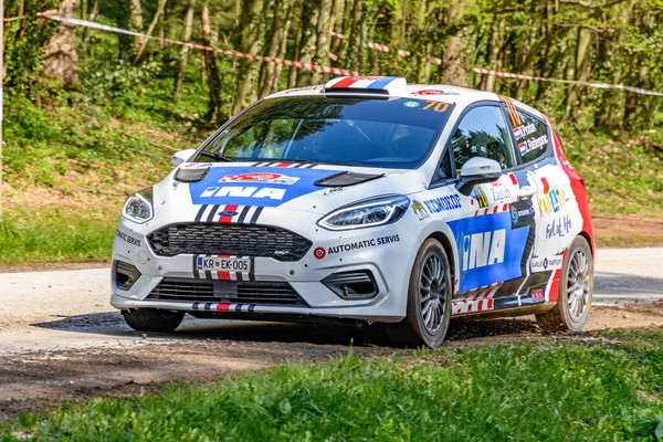 Zagreb Croatia May 2021 Ford Fiesta Racing Tarmac Rally Stage — Stock Photo, Image