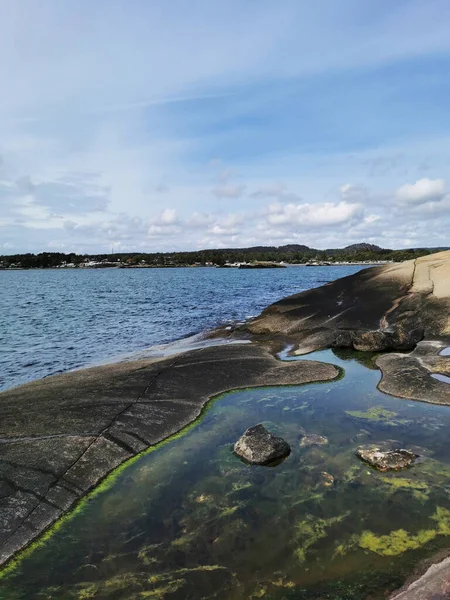 Wybrzeże Południowej Norwegii Widokiem Ocean — Zdjęcie stockowe