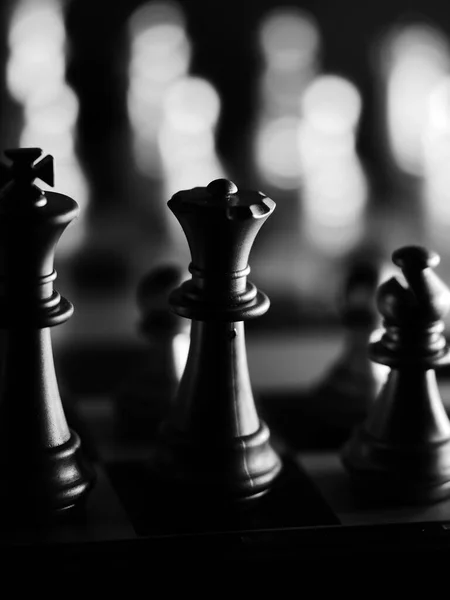 Vertical Shot Chess Pieces Bokeh Background — Stock Photo, Image