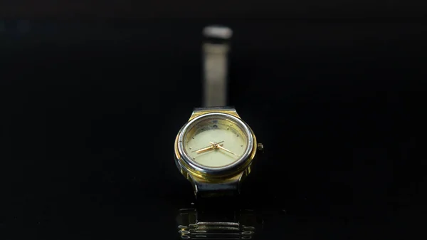 Shot White Band Watch Black Background — Stock Photo, Image