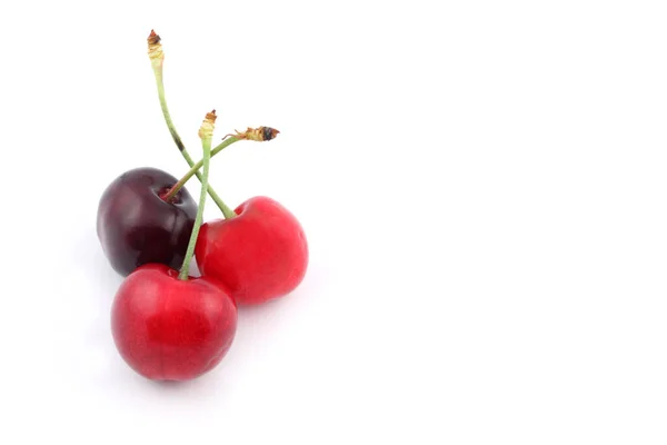 Las Cerezas Orgánicas Aisladas Sobre Fondo Blanco — Foto de Stock