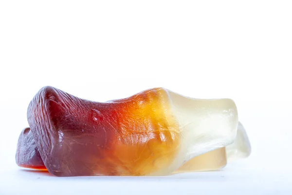 Färgglad Cola Flaska Gummy Godis Isolerad Vit Bakgrund — Stockfoto