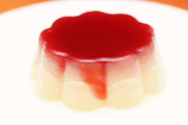 Semolina Pudding Cranberry Sauce — Stock Photo, Image