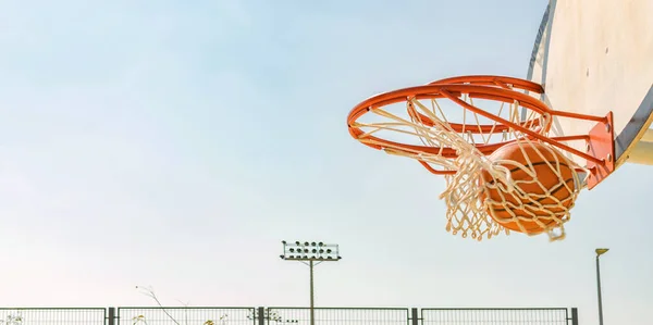 Closeup Shot Basketball Slam Dunk Concept Success Winning — Stock Photo, Image