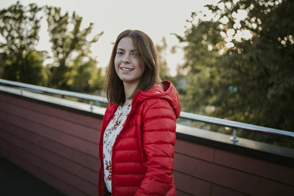 Young Bosnian Woman Smiling Park — Foto Stock