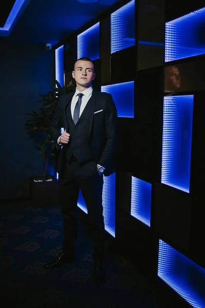 Young Elegant Caucasian Male Wearing Expensive Suit Event — ストック写真