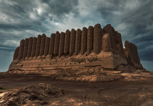 Scenic View Ruins Merv City Turkmenistan Dramatic Gloomy Sky — Stock Photo, Image