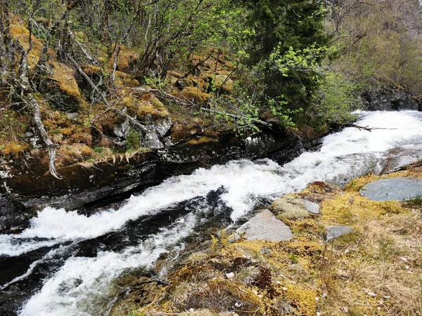 Eine Wunderschöne Landschaft Skjervsfossen Wasserfall Norwegen — Stockfoto