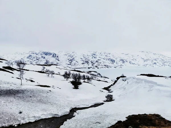 Bellissimo Paesaggio Del Lago Kjelavatn Norvegia Durante Inverno — Foto Stock
