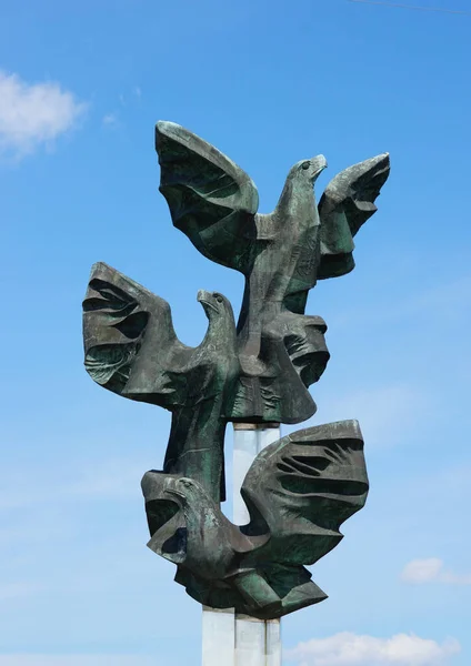 Szczecin Poland October 2015 Monument Poles Deed Form Three Eagles — 图库照片
