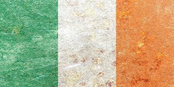 Faded Ireland National Flag Banner Pattern Isolated Rusty Mottled Iron — Stock Photo, Image