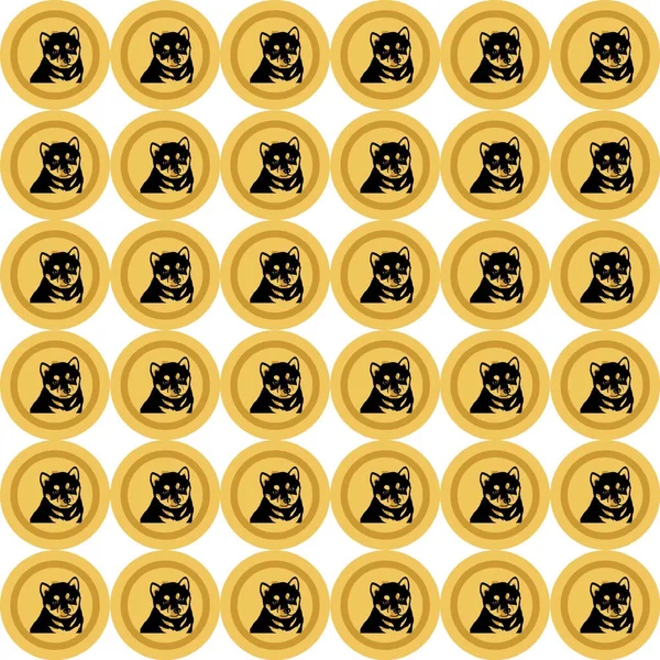 Goldene Shiba Inus Hundemünzen Isoliert Auf Weißem Hintergrund — Stockfoto
