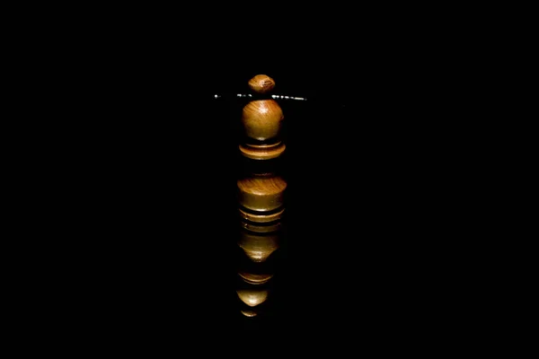 Wooden Bishop Chess Piece Reflection Black Background — Stock Photo, Image