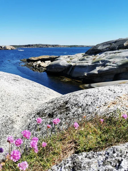 Malebný Záběr Moře Obklopeného Kamennými Horami Verdens Ende Norsko — Stock fotografie