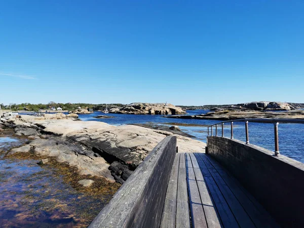 Uma Foto Cênica Uma Ponte Que Atravessa Mar Verdens Ende — Fotografia de Stock