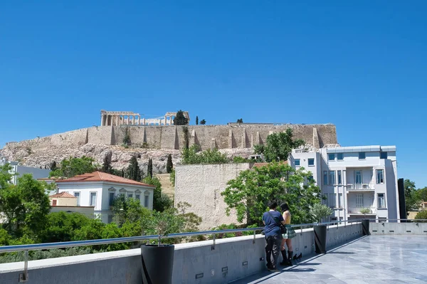 Atheny Grecja Maja 2021 Karyatydy Posągi Pięknych Dziewcząt Wieku Początkowo — Zdjęcie stockowe