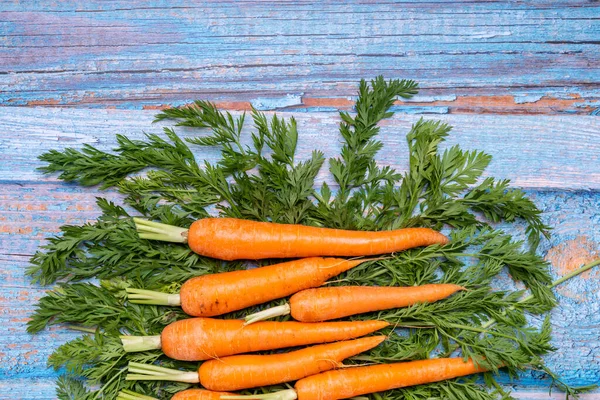Top View Fresh Raw Carrots Wooden Table — Stock Photo, Image