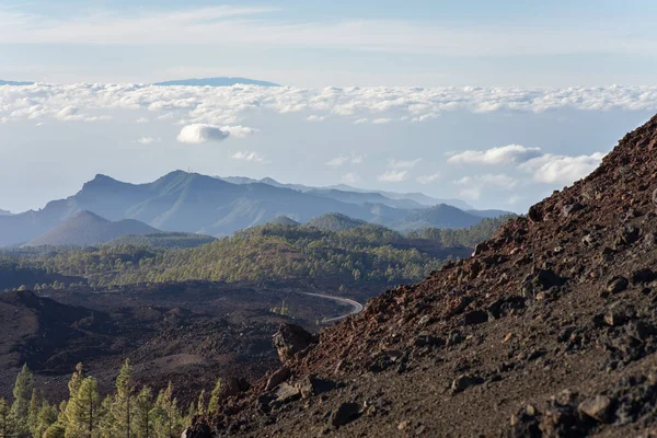 Een Prachtige Opname Van Een Wolkenlandschap Boven Bergen Tenerife Spanje — Stockfoto