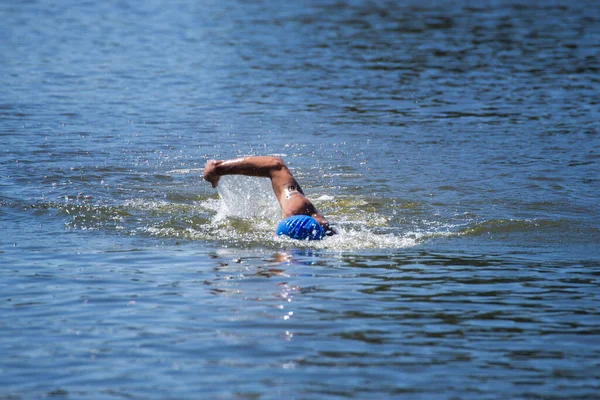 Open water swimming crossing in the Duero river is Spain competition that takes place in summer
