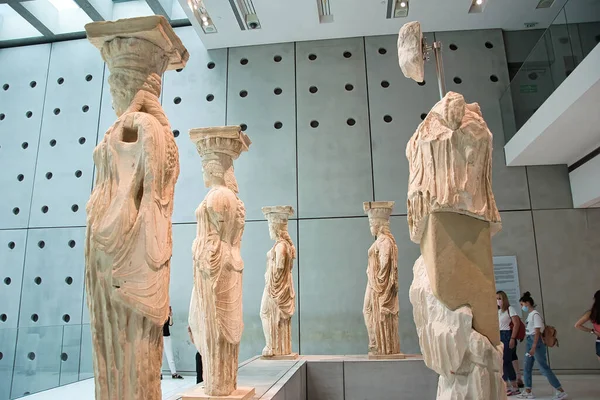 Atenas Grecia Mayo 2021 Las Cariátidas Estatuas Hermosas Niñas Del — Foto de Stock