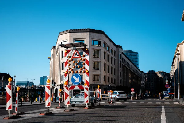 Brussel Bélgica Mayo 2021 Trabajos Carretera Estación Central Bruselas — Foto de Stock