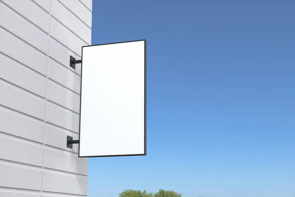 Una Vista Cerca Una Cartelera Blanco Forma Rectangular Con Espacio — Foto de Stock