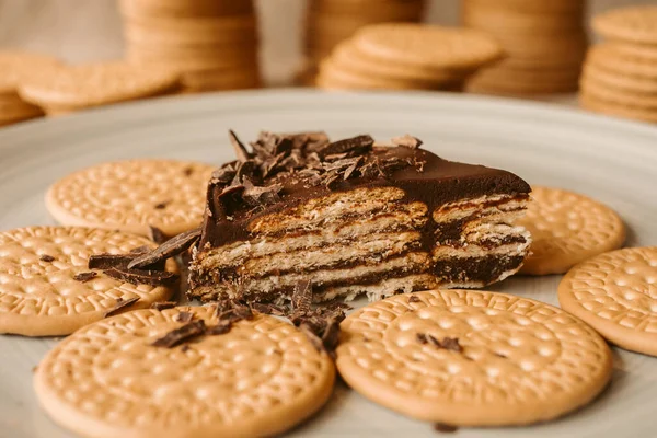 Bit Hemlagad Choklad Och Kakkaka Läcker Tårta Kaka Bakgrund Traditionell — Stockfoto