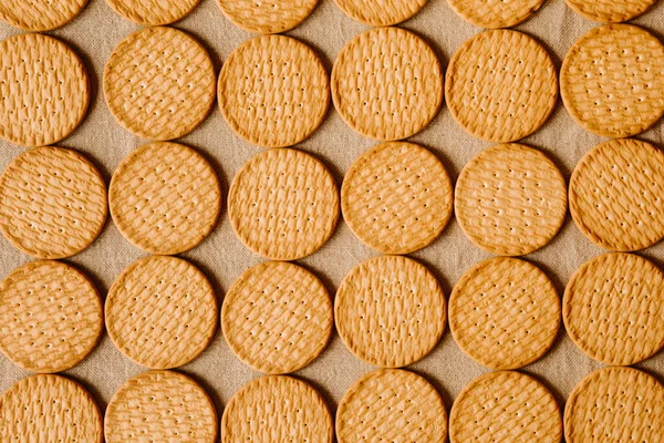 Heap Van Tarwe Koekjes Als Achtergrond Textuur Voor Design Heerlijke — Stockfoto