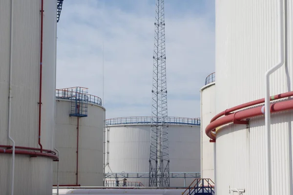 Closeup Shot Industrial Plant Blue Sky Clouds — Stock Photo, Image