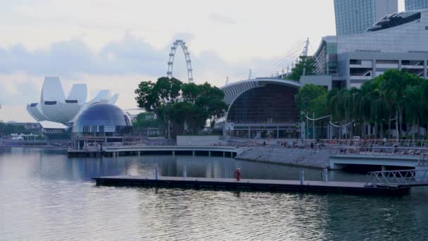 Singapur Mai 2021 Marina Bay Waterfront Promenade Und Kreuzfahrtanleger — Stockvideo