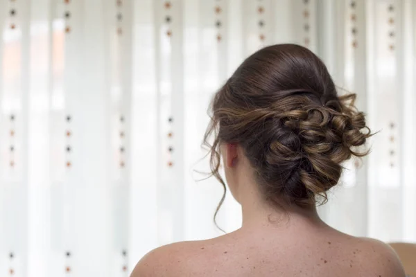 Foco Raso Belo Penteado Nupcial — Fotografia de Stock