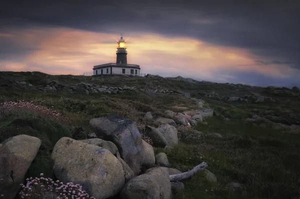 Uma Vista Panorâmica Farol Corrubedo Galiza Espanha Durante Lindo Céu — Fotografia de Stock