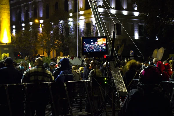 Tbilisi Georgia Novembro 2020 Protestos Georgianos Frente Parlamento Geórgia Protestos — Fotografia de Stock