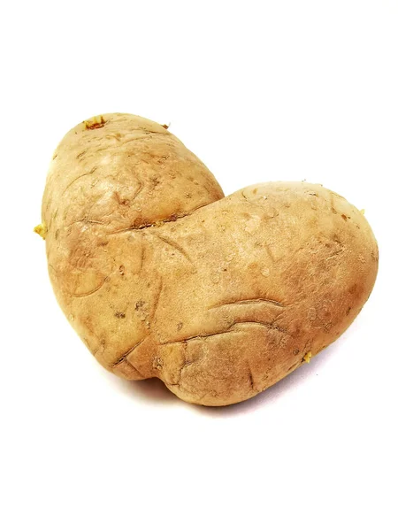 Eine Herzförmige Kartoffel Isoliert Auf Weißem Hintergrund — Stockfoto