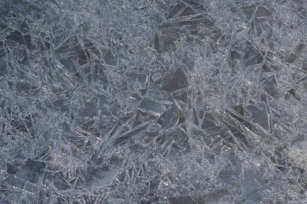 Detailní Záběr Ledu Zamrzlé Řece — Stock fotografie