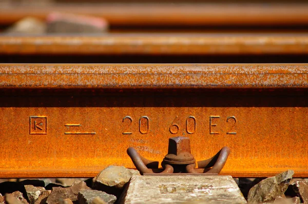 Rolmarkeringen Een Rail Tonen Fabrikant Gewicht Hier Huta Katowice Katowice — Stockfoto