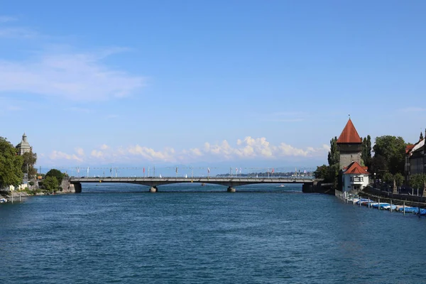 Kőhíd Constance Felett Átkelés Németországba Ausztriába Svájcba Kék Alatt — Stock Fotó