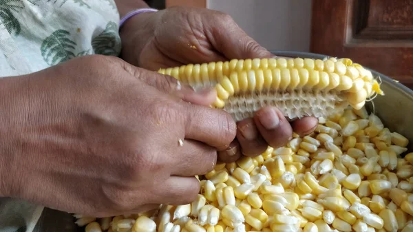 Closeup Shot Bulk Corn Grains — Stock Photo, Image