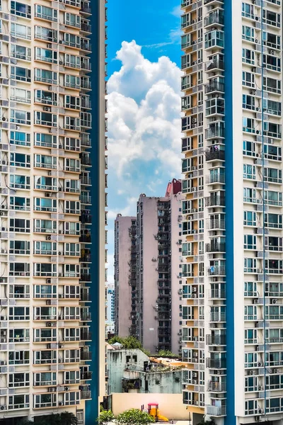 Plano Vertical Edificios Modernos Gran Altura Ciudad Shenzhen Provincia Guangdong — Foto de Stock