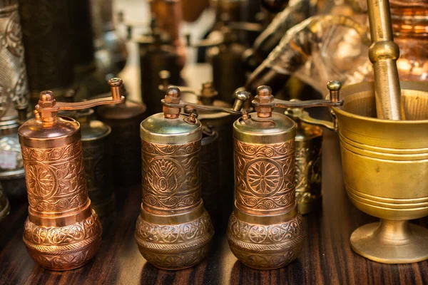 Een Close Shot Van Vintage Koffie Maalt Tafel — Stockfoto