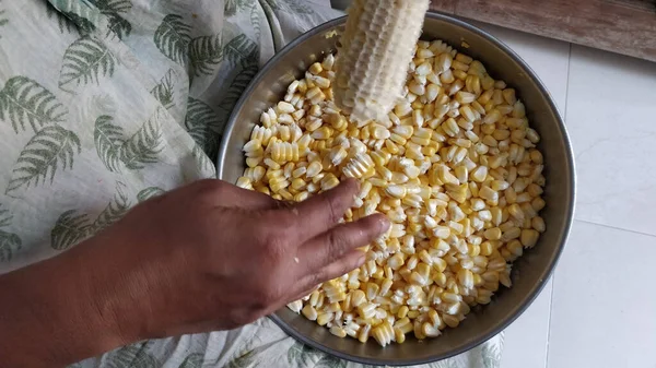 Gros Plan Masse Des Grains Maïs — Photo