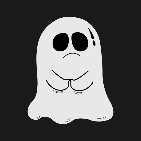 Dibujo Animado Fantasma Blanco Impactado Sobre Fondo Negro — Foto de Stock