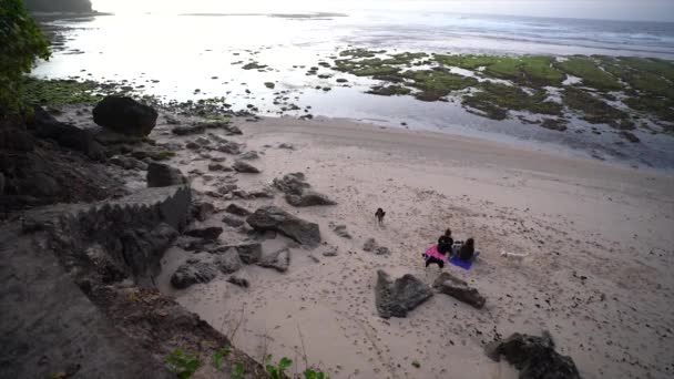 Belo Tiro Uma Praia Com Uma Grande Onda Costa — Vídeo de Stock