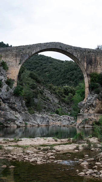 Uma Bela Vista Arco Ponte Antiga Cercada Por Árvores Dia — Fotografia de Stock