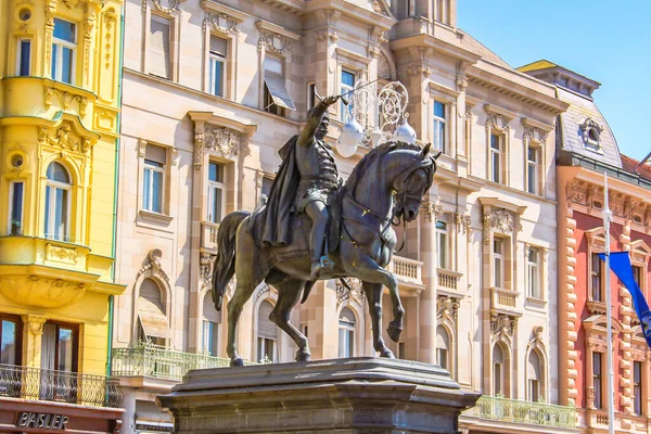 Monumento Kralj Tomislav Primeiro Rei Croácia Zagreb Croácia — Fotografia de Stock