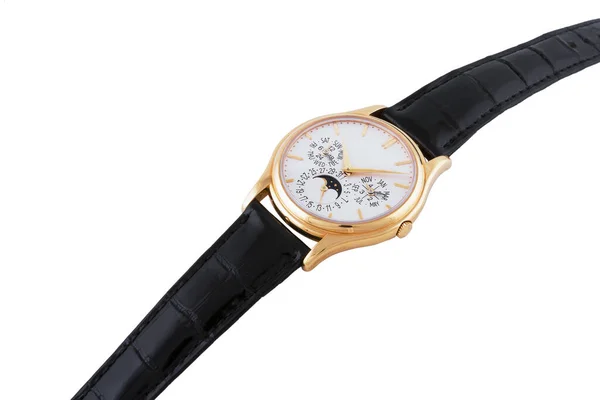 Nahaufnahme Einer Luxus Armbanduhr Isoliert Auf Weißem Hintergrund — Stockfoto